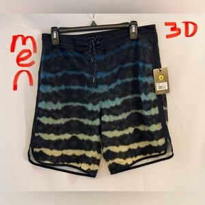 Body Glove Tie-Dye Black and Green Swim Shorts